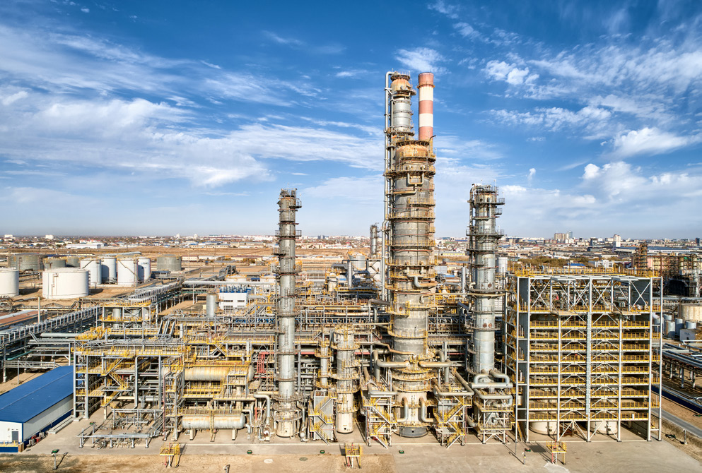 Oil refining unit at a KMG production facility